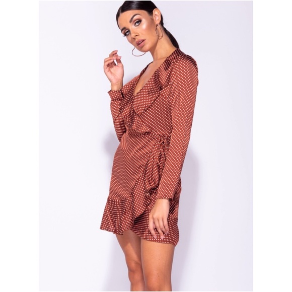 Satin polka dot mini dress - Picture 5 of 7